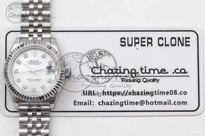 Dial SS 1:1 Diamonds 28 Silver Markers DateJust Bracelet 904L Edition Lady Best on NH05 Steel TWF President 0206